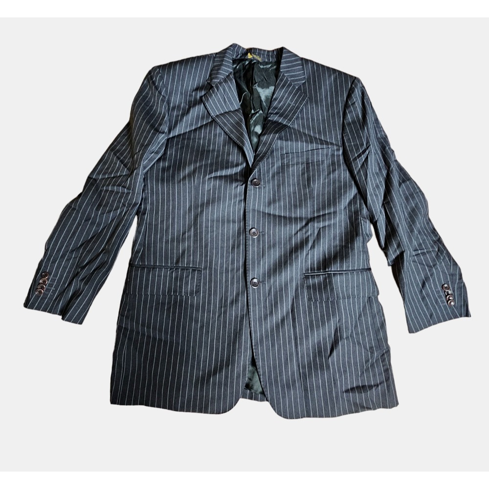 Ermenegildo Zegna Cloth Wool Striped Blazer Sport Coat Jacket Mens 42 Black